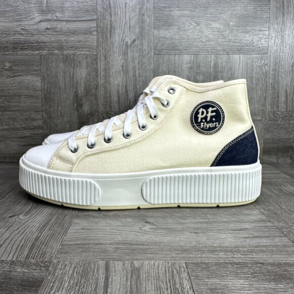 PF. Flyers Center Alston Hi Men's 10.5/Women's 12 Ivory Hightop Shoes - Picture 2 of 8